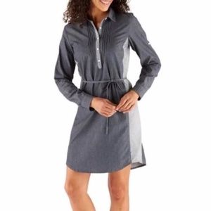 NEW KUHL Kiley Chambray Organic Cotton Gray Shirt Dress UPF 50 Women's Small